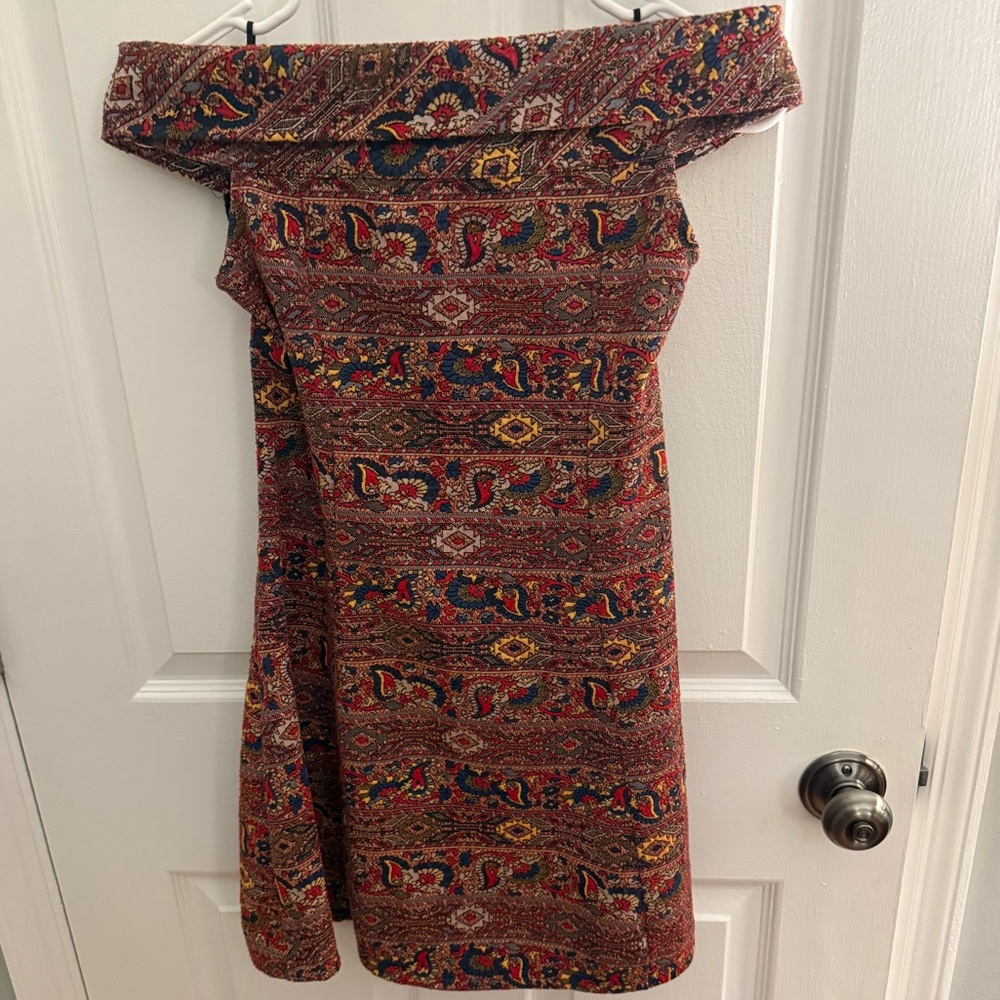 Zara Multicolor Off Shoulder Fall Winter Mini Dress